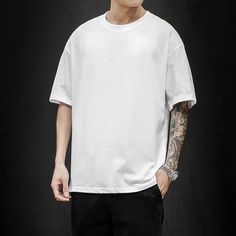 Solid T Shirt, Streetwear Tops, Mens Cotton T Shirts, Hip Hop Streetwear, Streetwear Tshirt, T Shirt Oversized, Mens Fashion Summer, Plus Size Jeans