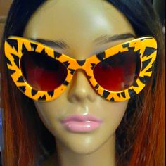 Beautiful & Stylish Sunglasses That Have Tiger Print Combined With A Cute Cat Eye Design. This Combo Definitely Makes These Sunglasses A Great Look To Beat The Sun. >All Reasonable Offers Are Welcome< Tiger Sunglasses, Cat Eye Design, A Cute Cat, Stylish Sunglasses, Eye Design, Tiger Print, Black Orange, Cat Eye Sunglasses, Orange Black