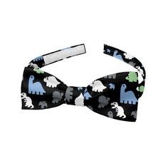 Dinosaur Bow Tie - Baby Pre-Tied 9.5-12.5" - Knotty Tie Co. Playful Adjustable Bow For Summer, Adjustable Playful Bow For Summer, Casual Adjustable Bow Tie, Playful Summer Bow Gift, Adjustable Black Bow Tie For Summer, Black Adjustable Bow Tie For Summer, Cute Adjustable Bow Tie, Cute Adjustable Bow Tie As Gift, Adjustable Playful Bow For Playtime