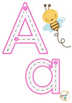 the letter a with a bee on it