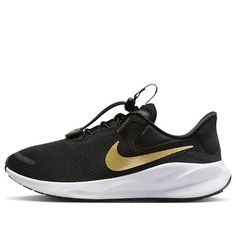 (WMNS) Nike Revolution 7 EasyOn 'Black Gold' FN7999-002 Stylish Sneakers, Nike, Gold, Black