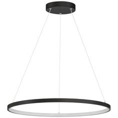 a black and white circular light fixture with two lights hanging from the ceiling, on an isolated