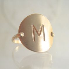 Gold Initial Ring Hand Stamped & Personalized by onelifejewelry Modern Personalized Initial Ring, Customizable Engraved Round Ring For Everyday, Modern Personalized Rose Gold Rings, Modern Oval Initial Ring Personalized, Minimalist Customizable Engraved Ring, Modern Personalized Engraved Ring, Modern Personalized Engraved Round Ring, Personalized Rose Gold Engraved Ring, Modern Rose Gold Initial Ring