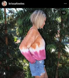 Krissa Fowles Hair, Krissa Fowles, Hair Color And Cut Ideas, Hair Instagram, Hair Color And Cut, Short Blonde, Short Blonde Hair, Tie Dye Top, Hair And Makeup