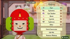 an animal crossing character is standing in front of a menu for the game's avatar