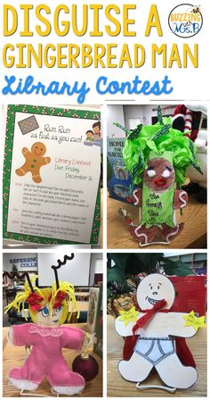 the gingerbread man is featured in this collage with text overlaying it