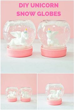 the diy unicorn snow globes are so cute and easy to make