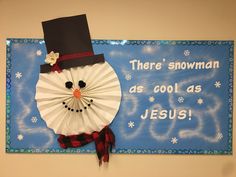 there is a paper fan with a snowman on it and the words, there's snowman as cool as jesus