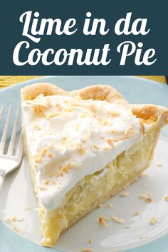 An extraordinarily creamy custard pie recipe with coconut milk and fresh lime juice whipped in a blender then baked to perfection. Creamy Custard Pie, Recipe With Coconut Milk, Lemon Pie Recipe, Custard Pie Recipe, Coconut Cream Pie Recipes, Lime Pie Recipe, Homemade Pie Crust Recipe, Dinner Desserts, Lime Cream