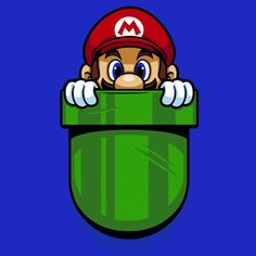 an image of mario in the pocket with his head sticking out from it's mouth