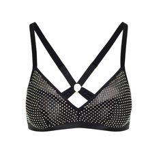 Inspired by the enigmatic black diamonds, this bralette is a celebration of strength, exotic beauty, and unabashed luxury. Wrap yourself in the sultry embrace of the Black Diamond bralette. The latest from Empress Mimi features a seamless symphony of support, comfort and luxury—soft and supple double mesh fabric, adjustable racerback detail, and adorned with the sparkling brilliance of a thousand diamonds. The diamond studs, strategically placed, capture and reflect light, creating a mesmerizing play of shadows and shine.  Diamonds may be forever, but you in the Black Diamond bralette? Absolutely timeless. Enigmatic black hue Supportive and buttery-soft double mesh fabric Accentuated by sparkling diamond studs Wire-free and fully adjustable  To maintain the quality of your lingerie, hand w Diamond Bralette, Bling Bra, Black Diamond Studs, Uk Brands, Sparkling Diamond, Jewellery Accessories, Black Diamonds, Beautiful Lingerie, Fashion Today