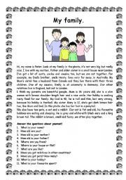 the family worksheet is filled with information for parents and their children to learn