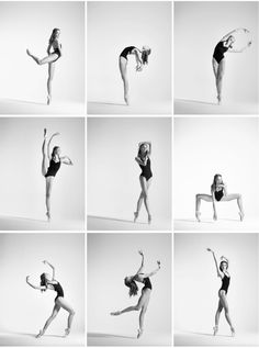 black and white images of a woman in various poses