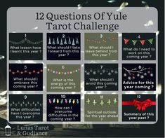 twelve questions for the tarot challenge with lights and garlands on them, including what do you think?