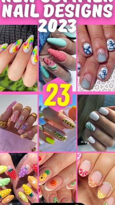 Coral Nail Designs, Fun Nail Designs, Coral Nails With Design, Iridescent Nail Polish, Coral Nail, Summer Nails Almond, Rainbow Nails Design, Neon Nail Designs, August Nails