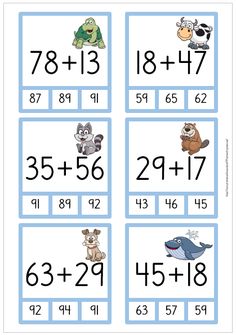 an image of numbers and animals in the form of cards for children to practice counting