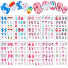 PRICES MAY VARY. Different sizes: you will get 10 boxes short false nails, each box contains 24 pieces cute fake nail tips in different sizes that fit most fingers, which is convenient to choose the suitable size that fits kids’ every finger, this set could be a wonderful gift Rich patterns: our children short false nails are designed with different patterns such as rainbow, cake color and lovely styles, full of childlike feeling, suitable to use them to create dreamy nail Easy to use: the kids Dreamy Nail, Nail Easy, Nails Kids, Fake Nail Tips, Stylish Nails Designs, Nail Tip, Nails Cute, Colorful Cakes, Fake Nail