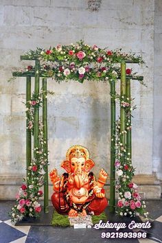 Eco Friendly Ganesha Decoration, Ganesh Pooja Decoration Ideas, Ganesh Puja Decoration Ideas, Diy Ganpati Decoration Ideas, Ganpati Decoration Theme At Home, Ganpati Decoration Background, Creative Ganpati Decoration At Home, Unique Ganpati Decoration Ideas, Ganesh Decoration Ideas Home Decor