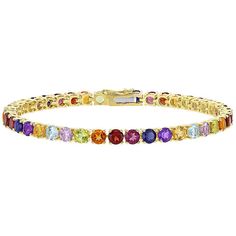 "Beautifully adorned with an array of colorful gemstones, this 18k gold-over-silver Stella Grace bracelet lends eye-catching color to your wardrobe. Beautifully adorned with an array of colorful gemstones, this 18k gold-over-silver Stella Grace bracelet lends eye-catching color to your wardrobe. Length: 7.25 in. Metal: sterling silver Plating: 18k gold flash plated Finish: polished Packaging: boxedSTONE DETAILS Stone type: Rose de France amethyst, rhodolite, iolite Total weight: 12 ct. Shape: ro Luxury Multicolor Tennis Bracelet For Anniversary, Luxury Multicolor Gold Bracelet, Luxury Multicolor Tennis Bracelet As Gift, Elegant Multicolor Multi-stone Tennis Bracelet, Luxury Multicolor Cubic Zirconia Tennis Bracelet, Luxury Multicolor Gemstone Bracelets, Luxury Multicolor Multi-stone Bracelets, Multicolor Gold Bracelet With Gemstones, Luxury Multi-stone Gold Bracelet