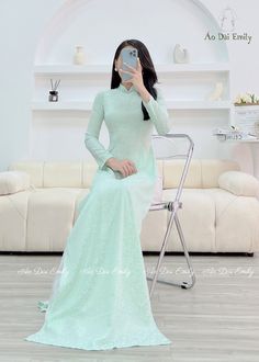 🌸 Material: Lụa gấm Stretchy level: 4/10 🌸 The measurement of this ao dai is in Vietnamese size. American size tends to be bigger for the same size. Please look at the SIZE CHART CAREFULLY before ORDERING. There might have some chalk writings on the fabric, these marks can be washed away. 🌸 No returns or exchanges. Buyer can contact seller about any issues with an order. 🌸 Follow us Facebook/aodaiemily www.aodaiemily.com 💜 Thank you very much💜 Elegant Full-length Ao Dai For Summer, Elegant Long White Ao Dai, Elegant Floor-length Fitted Ao Dai, Fitted Floor-length Ao Dai, Luxury Floor-length Women's Ao Dai, Chalk Writing, Ao Dai Vietnam, Women Long Dresses, Dress Clothes For Women