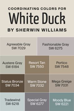 the color scheme for white duck by sheryln williams is shown in shades of brown,