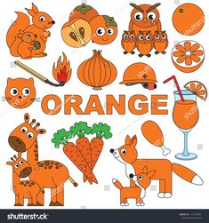 an orange theme with cute animals and fruits