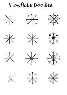 snowflake doodles for kids and adults to practice their skills in the winter