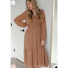 This Beautiful Polygram Cinch Waist Dress In Brown Is Perfect For Any Occasion. The Intricate Embroidered Accents Add A Touch Of Elegance To This Fit & Flare Style Dress, Which Falls To A Comfortable Midi Length. The Long Sleeves Make It Suitable For Cooler Weather, While The Size M And Regular Fit Ensure A Flattering Silhouette. This Dress Is Brand New With Tags And Is Sure To Become A Staple In Any Woman's Wardrobe. It Is Versatile Enough To Be Worn To Work Or Dressed Up For A Special Occasion Cinch Waist Dress, Cooler Weather, Women's Wardrobe, Waist Dress, Cinched Waist, Style Dress, Fit & Flare, Midi Length, Work Wear