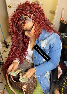 Red Goddess Faux Locs, Bohemian Soft Locs With Color, Goddess Faux Locs With Color, Chicago Ideas, Braid Extensions, Bohemian Locs, Boho Locs, Soft Locs, Weave Ponytail Hairstyles