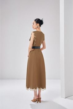 Elegant Midi Dress, Crepe Midi Dress, Mean Blvd, Elegant Midi Dresses, Layer Design, Butterfly Pattern, Crepe Fabric, Layers Design, A Line Skirt