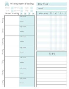 FREE Printable Weekly Flylady Planner Page Mom Planner Printables Free, Flylady Control Journal, Fly Lady Cleaning, Control Journal, Journal Printables Free, Fly Lady, Zone Cleaning