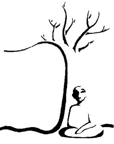 a drawing of a person sitting under a tree