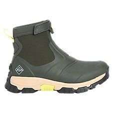 Offering proven Muck protection for high endurance outdoor pursuits, The Original Muck Boot Company\u00ae Apex Mid Zip Rubber Boots for Men offers great comfort from a high performance design. Lightweight synthetic uppers offer a comfortable fit with their lock-down zipper closure system, natural scree collar design, and hook-and-loop collar strap. Rubber overlays over the foot delivers 100% waterproof protection, while breathable mesh linings inside the boot offer moisture management for superi Green Insulated Waterproof Hiking Boots, Green Waterproof Boots With Round Toe For Outdoor Activities, Green Waterproof Boots For Outdoor Activities, Green Gore-tex Waterproof Boots With Round Toe, Green Waterproof Boots For Adventure, Functional Green Gore-tex Boots, Functional Green Waterproof Boots With Round Toe, Green Weatherproof Waterproof Boots For Outdoor Activities, Waterproof Green Boots For Outdoor