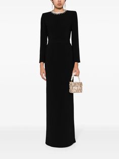 Jenny Packham Thetis crystal-embellished Maxi Dress - Farfetch Embellished Maxi Dress, Wedding Guest Looks, Maxi Dress Black, Yoko London, City Dress, Jenny Packham, Summer Beach Wear, Crystal Embellishment, Black Maxi Dress