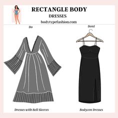 Best Dress Styles for the Rectangle Body Shape Body Shapes Drawing, Dresses With Bell Sleeves, Shapes Drawing, Curly Hair Care Routine