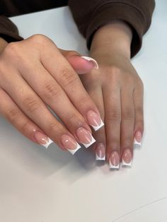 White french tips nails/short length/square shape White Tip Acrylic Nails, White French Tip Nails, Acrylic Nails Nude, White Tip Nails, White Tips, White French Tip, Short Square Nails, Girly Acrylic Nails, French Tip Acrylic Nails