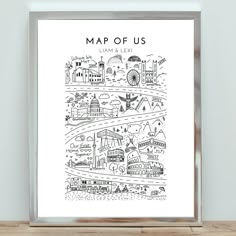 a black and white map of us with the words'map of us'on it