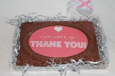 a thank you chocolate cake in a box