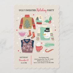 an ugly sweater holiday party flyer