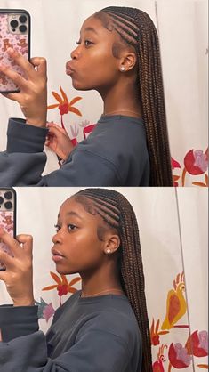 Fulani Braids Center Part, Fulani Braids Edges, Diagonal Fulani Braids, Plain Fulani Braids, Fulani Braids No Design, Kulani Braids, Fulain Braids For Black Women, Basic Fulani Braids, Fulani Braids No Edges