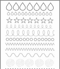 an image of different shapes and lines in the shape of stars, circles, and spirals