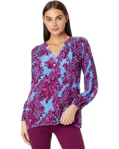 Lilly Pulitzer Elsa Top | Zappos.com Elegant Floral Print Top With Split Neck, Elegant Floral Print Split Neck Top, Product Reviews, Lilly Pulitzer, Cool Outfits, Wardrobe, Closet, Clothes, Color