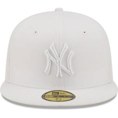 Add a striking touch to your New York Yankees collection with this White on White 59FIFTY fitted hat from New Era. Along with a high crown, it offers a structured construction to add some street-ready style to your fandom. Plus, it features spirited New York Yankees graphics in the same shade as the cap itself to further elevate any look you put together. Fitted Brand: New Era Material: 100% Polyester Wipe clean with a damp cloth Embroidered graphics with raised details Officially licensed Struc Classic White Fitted Baseball Hat, Classic White Fitted Hat For Baseball Season, Classic White Hat With Flat Bill, White Fitted Trucker Hat, Fitted White Trucker Hat, Classic Fitted Cap, White Flat Brim Fitted Hat For Baseball Season, Classic White Flat Brim Fitted Hat, White Fitted Snapback Hat With Curved Brim