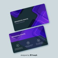 two purple business cards with abstract shapes