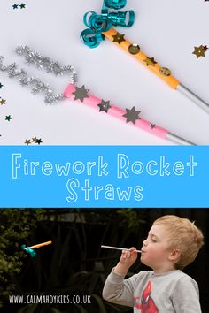 this is a collage of fireworks rocket straws for kids to use as crafts