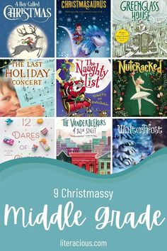 a collage of christmas books with the title 9 christmas middle grade