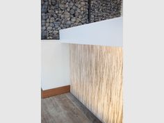 the wall is made out of wood and stone