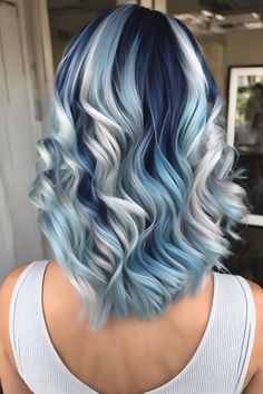 Blue Hair Highlights With Brown Hair, Best Hair Color For Blondes, Different Shades Of Blue Hair Color, Hair Dye Colors For Blonde Hair, Vacation Hair Color Ideas, Cute Fun Hair Colors, Fun Hair Color For Short Hair, Hair Coloring For Short Hair, Colorful Hair Ideas For Blondes