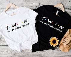 Twin Shirt, Twins I'll Be There For You T-Shirt, Twins Matching Shirts, Twin Day Shirt, Twin Pregnancy Announcement Tee,Twins Birthday Shirt How Do I Order 1) Before you place the order, please review all the information. 2) From the drop down menu, chose your shirt type and size. 3) From the drop down menu, chose the color of the shirt. 4) If you need more items, add the item you like in the cart first then click the back button and follow the steps 1-4 again. Washing Wash the inside of the t-shirts in cold water, do not bleach, do not dry clean, do not iron directly on the design 🙏Thank You For Supporting Our Small Business🙏  Note: Product and design color may slightly vary due to photographic lighting sources or your monitor settings. Twin Day Shirts, Twins Shirt Ideas, Twin Day Shirts For Boys, Twins Tshirt Ideas, Twin Mom Shirt Ideas, Twin Boy Shirts Funny, Twin Tshirts, Twin Pregnancy Announcement, Twin Day