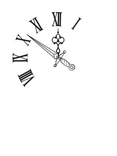 a clock with roman numerals is shown in black and white on a white background